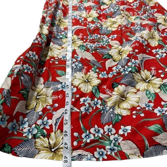 Vintage Naupaka Red Hawaiian Floral Midi Dress Womens XXL Made in Hawaii Summer - Picture 8 of 8